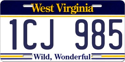 WV license plate 1CJ985