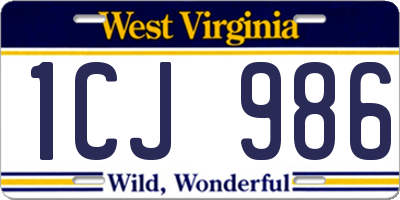 WV license plate 1CJ986