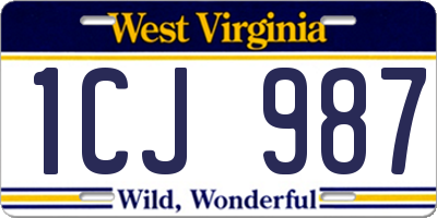 WV license plate 1CJ987