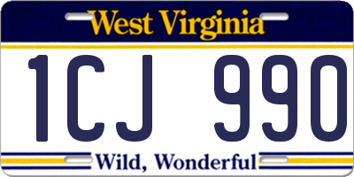 WV license plate 1CJ990