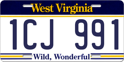 WV license plate 1CJ991