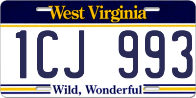 WV license plate 1CJ993