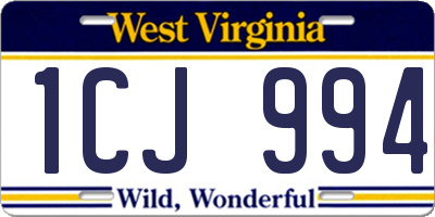 WV license plate 1CJ994