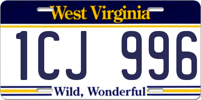 WV license plate 1CJ996