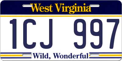 WV license plate 1CJ997