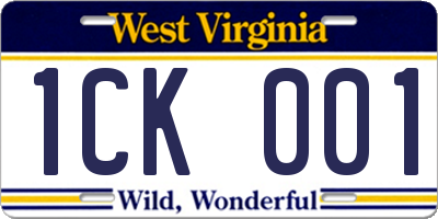 WV license plate 1CK001