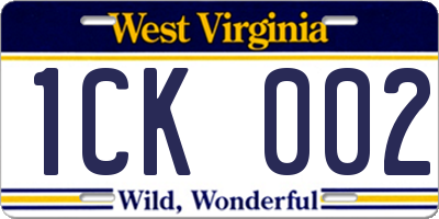 WV license plate 1CK002