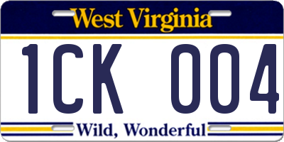 WV license plate 1CK004