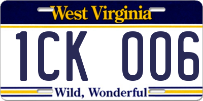 WV license plate 1CK006