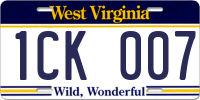 WV license plate 1CK007