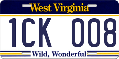 WV license plate 1CK008