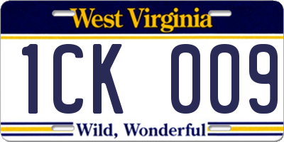 WV license plate 1CK009