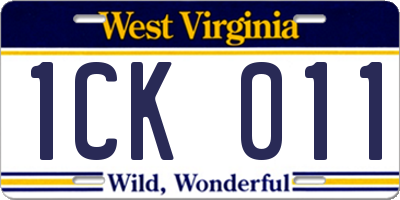 WV license plate 1CK011