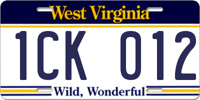 WV license plate 1CK012