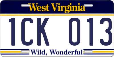 WV license plate 1CK013