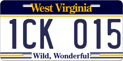 WV license plate 1CK015