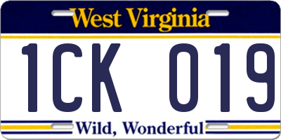 WV license plate 1CK019