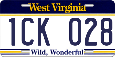 WV license plate 1CK028