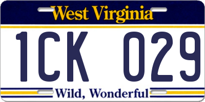 WV license plate 1CK029