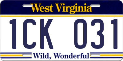WV license plate 1CK031