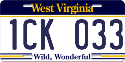 WV license plate 1CK033