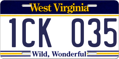 WV license plate 1CK035