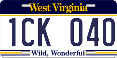WV license plate 1CK040