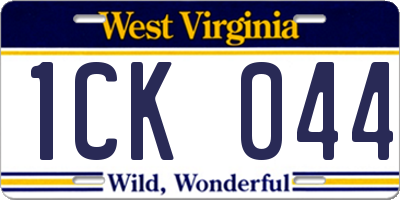 WV license plate 1CK044