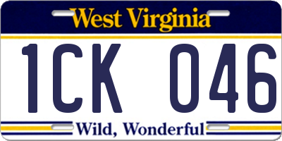 WV license plate 1CK046