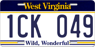 WV license plate 1CK049