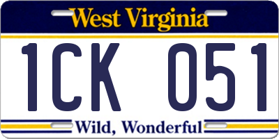 WV license plate 1CK051