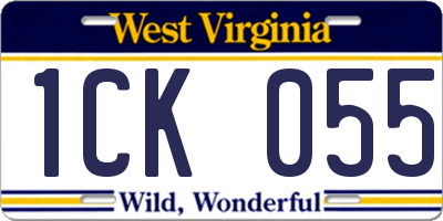 WV license plate 1CK055