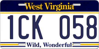 WV license plate 1CK058
