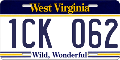 WV license plate 1CK062