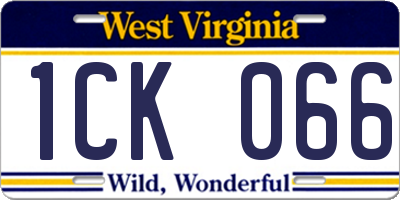 WV license plate 1CK066