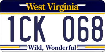 WV license plate 1CK068
