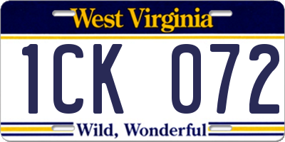 WV license plate 1CK072