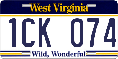 WV license plate 1CK074