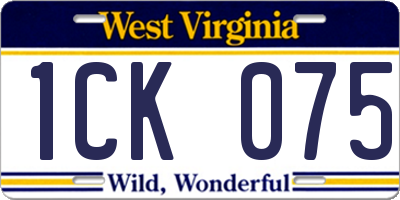 WV license plate 1CK075