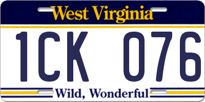 WV license plate 1CK076