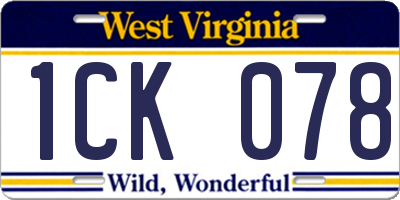 WV license plate 1CK078