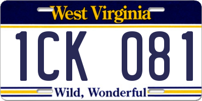 WV license plate 1CK081