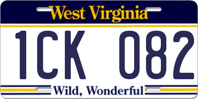 WV license plate 1CK082