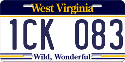 WV license plate 1CK083