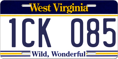 WV license plate 1CK085