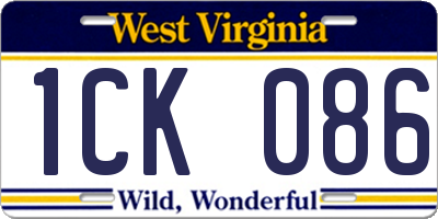 WV license plate 1CK086