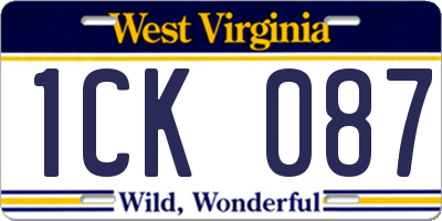 WV license plate 1CK087
