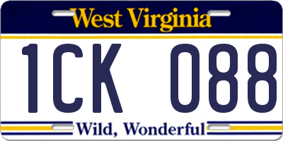 WV license plate 1CK088