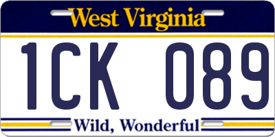WV license plate 1CK089