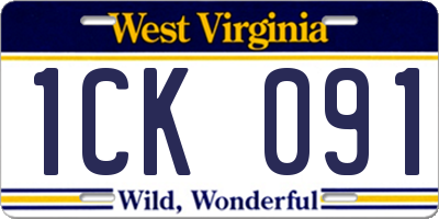 WV license plate 1CK091